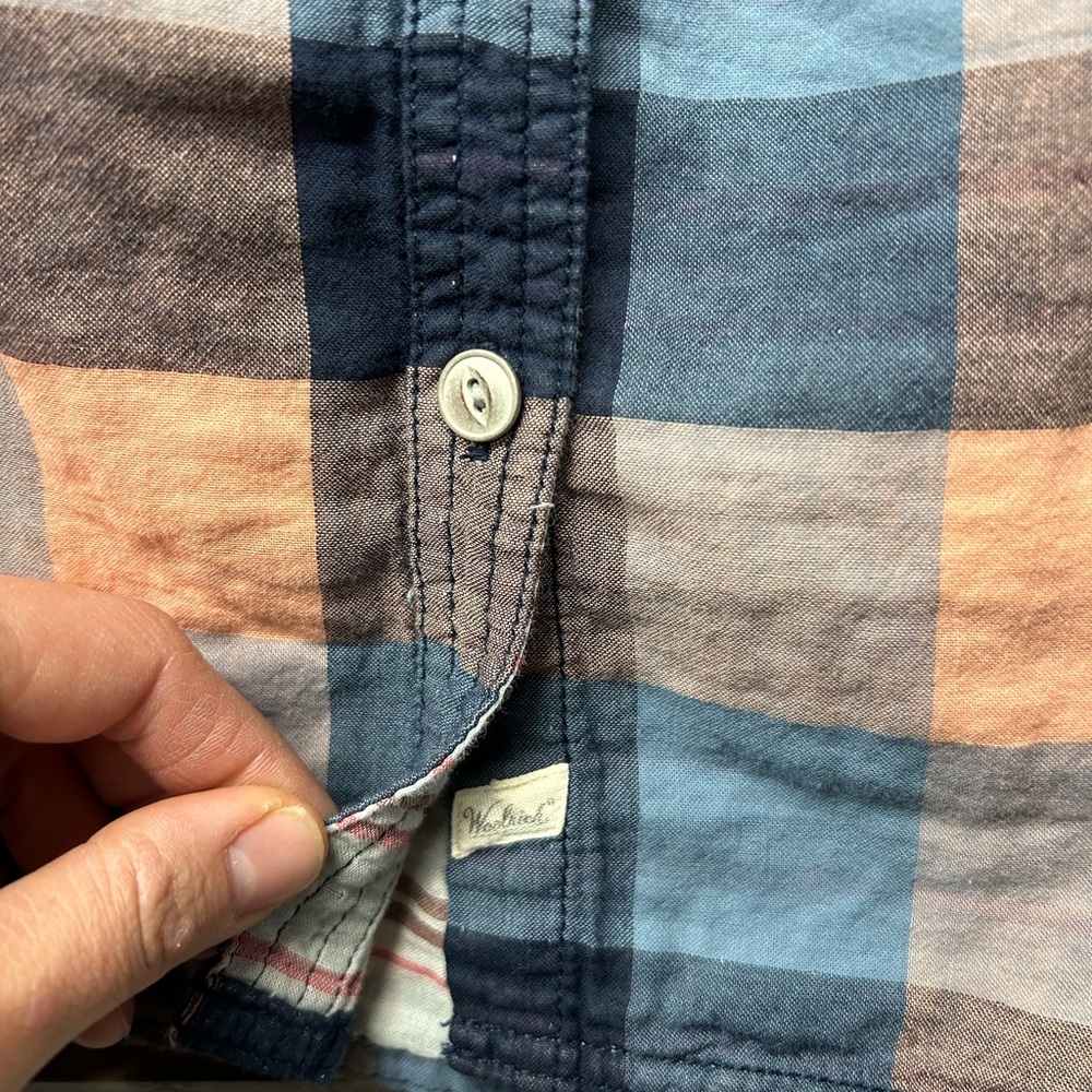 Woolrich Women's Blue and Tan Plaid Button Down Shirt - Picture 9 of 10